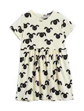 Mini Rodini Cream Dress with Black Bunny Faces